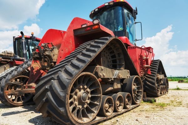 Harvesters and combine parts at the plant are waiting for sales, tractors and agricultural machinery, maintenance and exports.